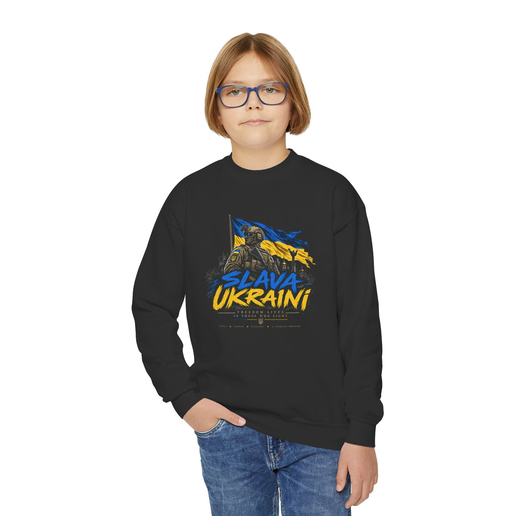 Slava Ukraini — Youth Crewneck