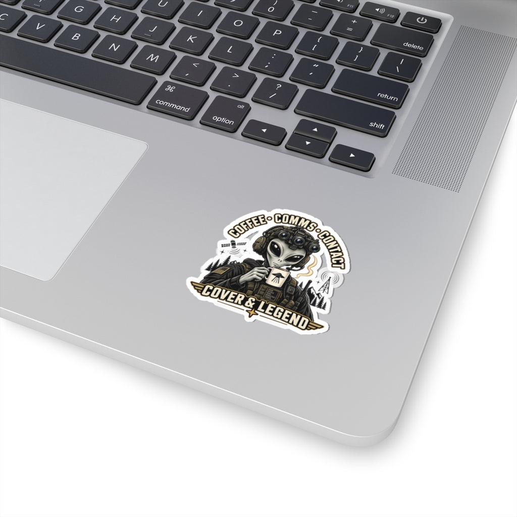 Coffee, Comms, Contact — Sticker