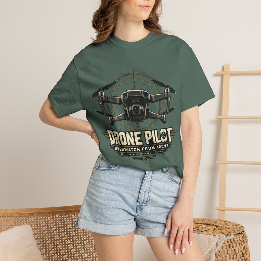 Drone Pilot T‑Shirt — "Overwatch From Above" Aerial Drone Crew Tee