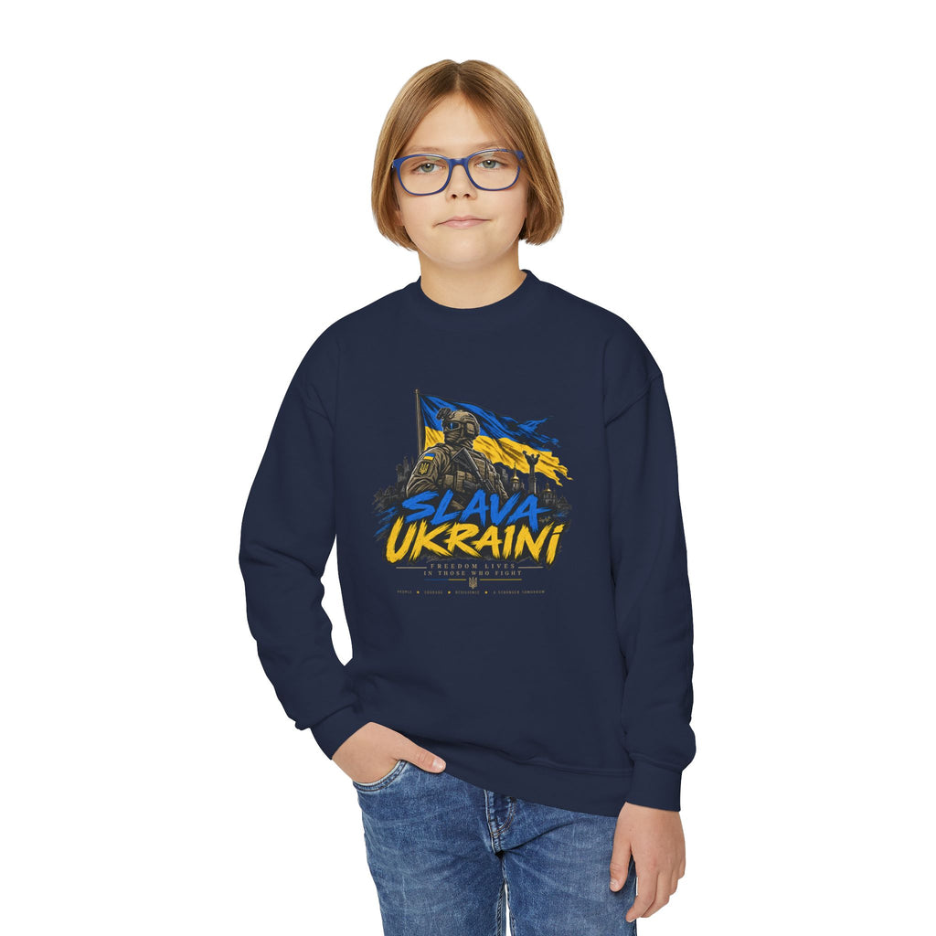 Slava Ukraini — Youth Crewneck