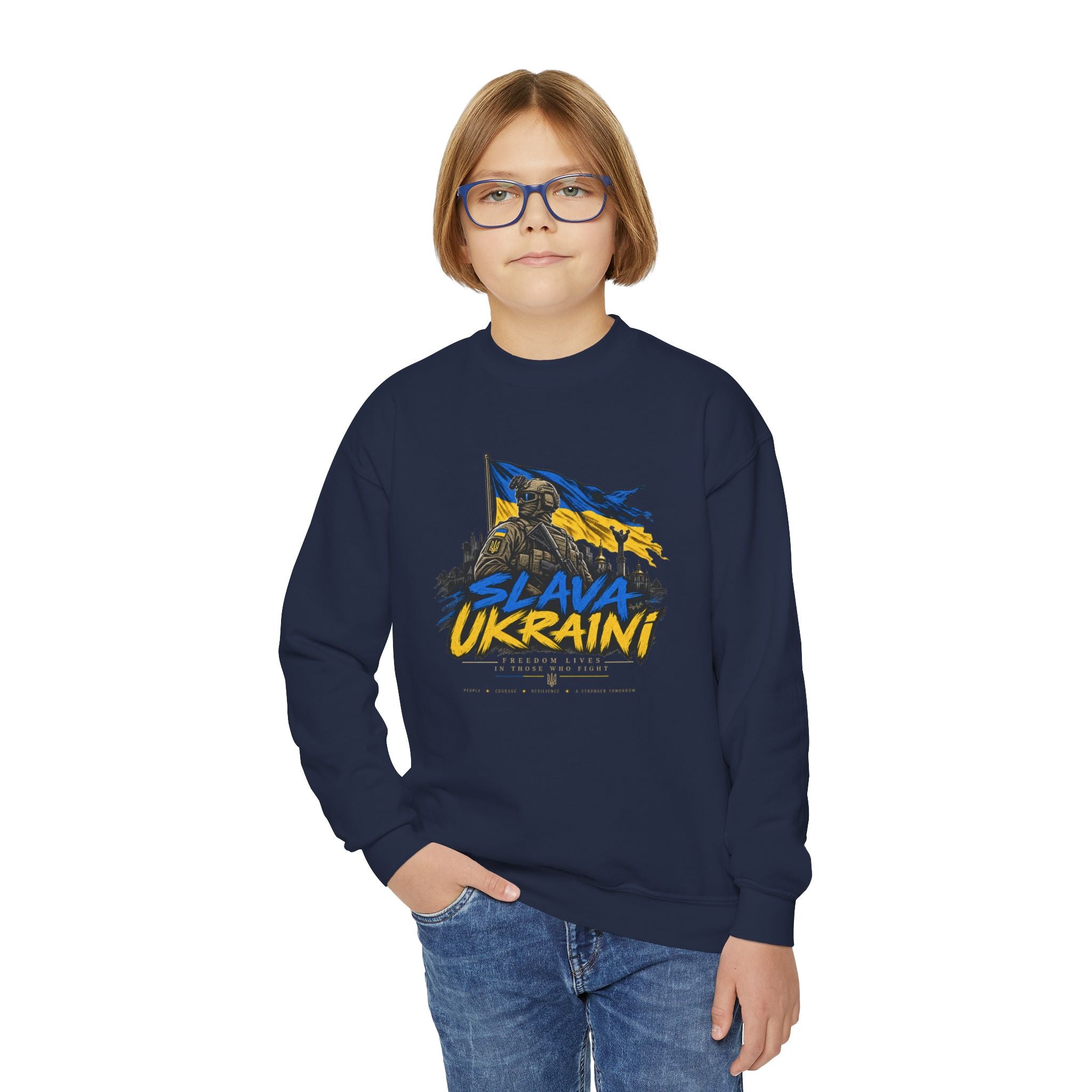 Slava Ukraini — Youth Crewneck