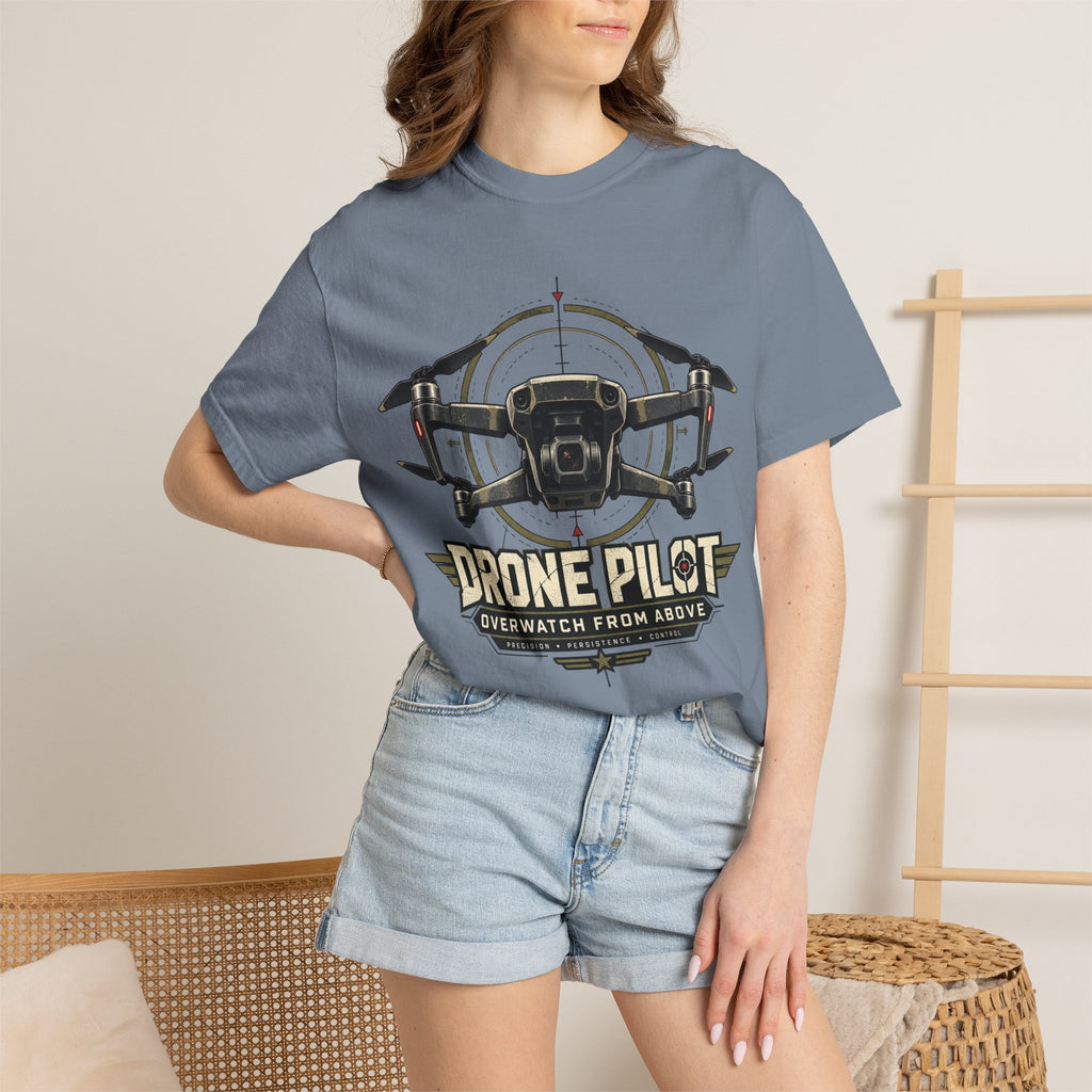 Drone Pilot T‑Shirt — "Overwatch From Above" Aerial Drone Crew Tee