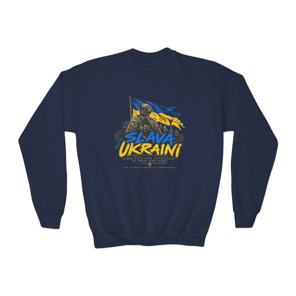 Slava Ukraini — Youth Crewneck