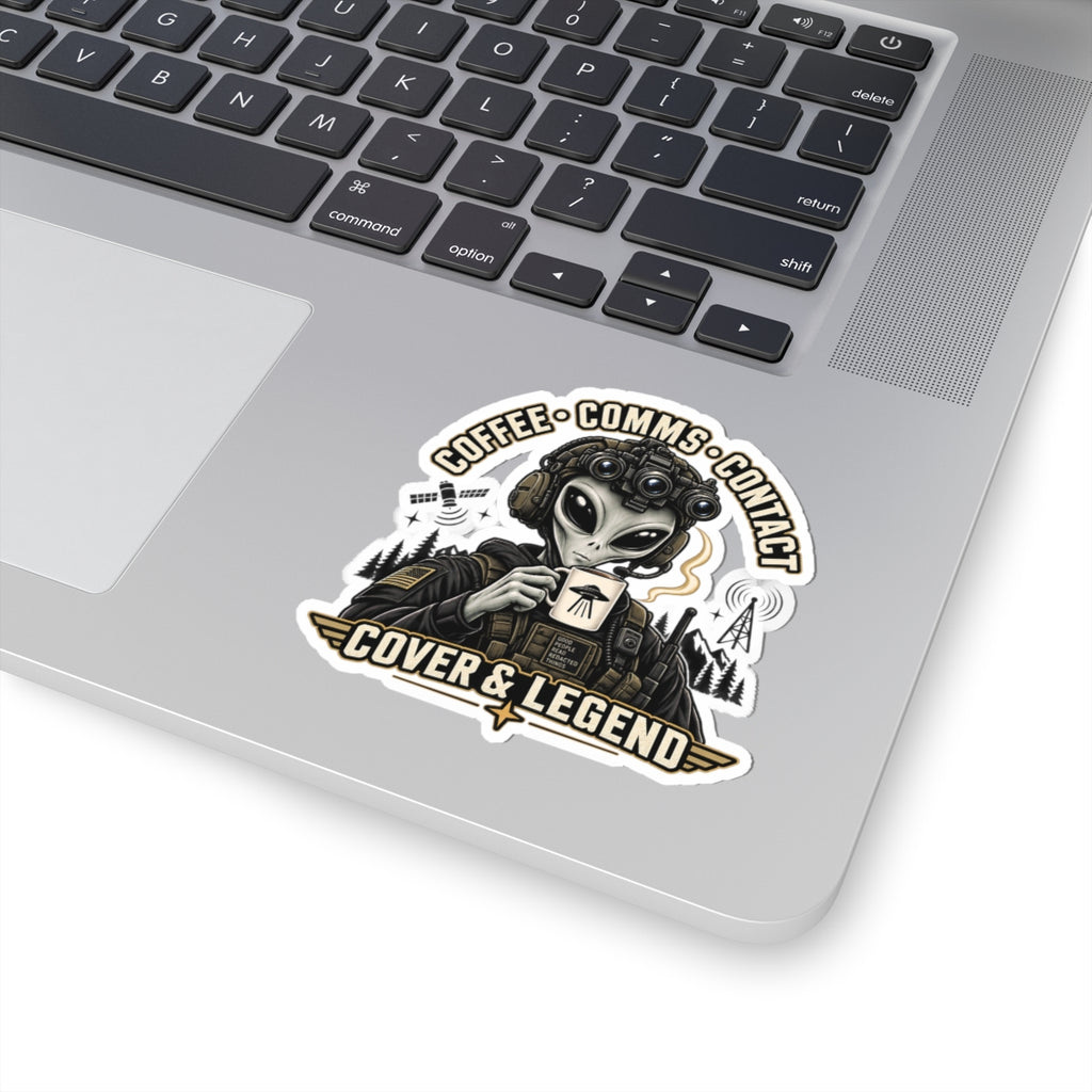 Coffee, Comms, Contact — Sticker
