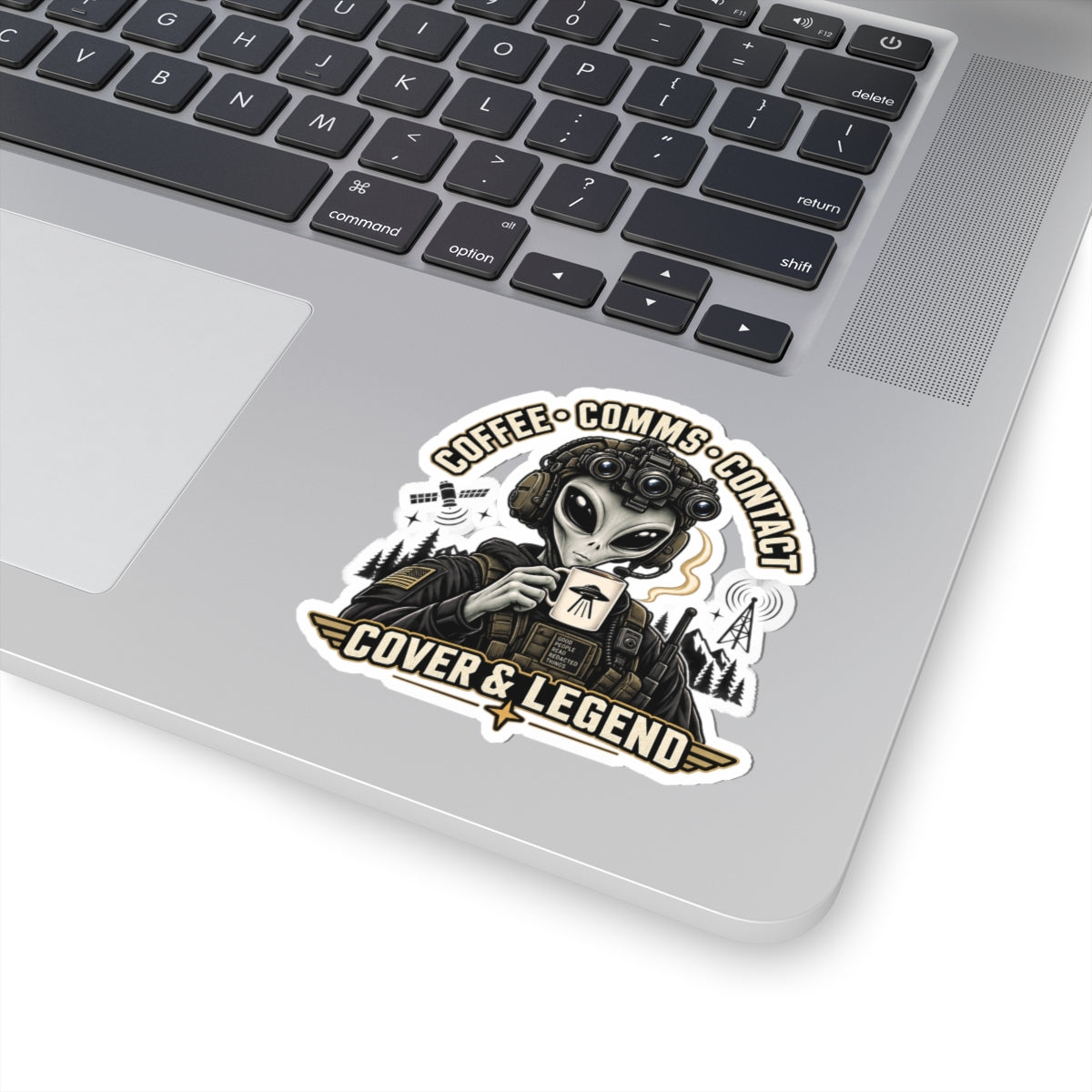 Coffee, Comms, Contact — Sticker