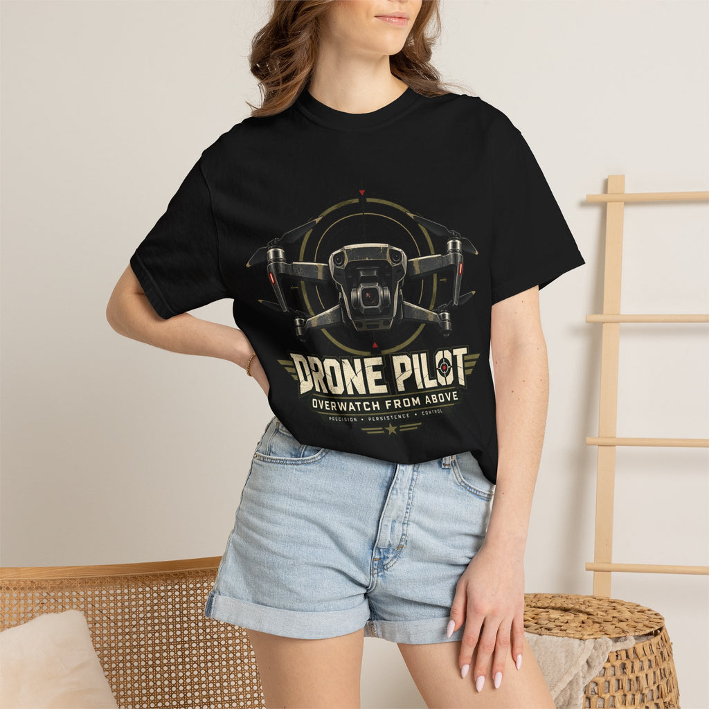 Drone Pilot T‑Shirt — "Overwatch From Above" Aerial Drone Crew Tee