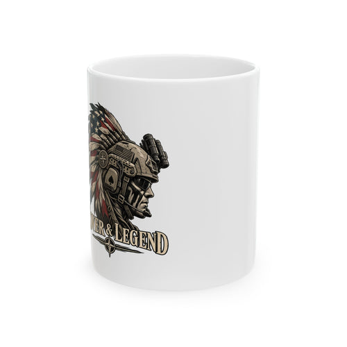 Legendary Warrior Ceramic Mug – Native Headdress Skull Design (11oz & 15oz)
